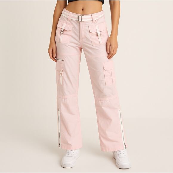 Limited Too Y2K Cargo Pants Low Rise Convertible Pants Pink Size Juniors 5 - Picture 1 of 8